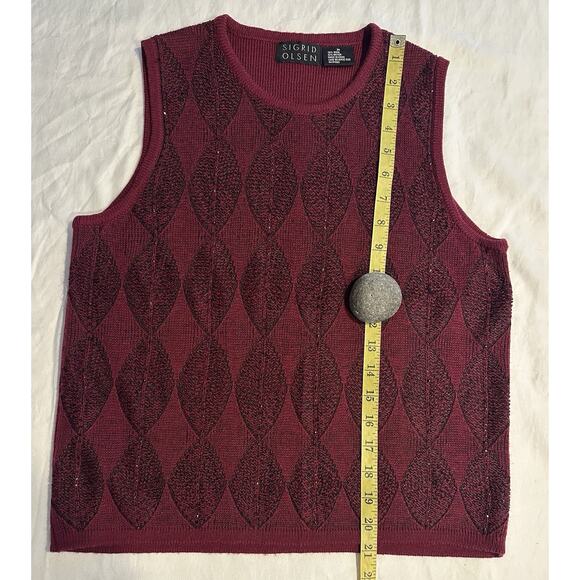 Sigrid Olsen Women’s Size Medium knit tank wool blend Holiday Party Evening Chic - Picture 4 of 5